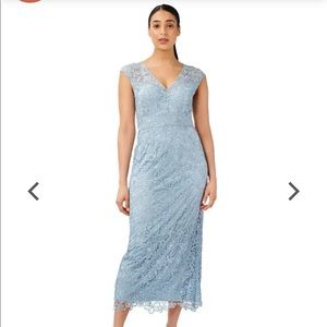 NWT Adrianna Pappell Guipure Lace Column Gown US12
